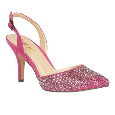 Pink 'Spinley' diamante sling back heels